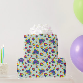 Papel De Presente Presente Ausome Autismo Unicórnio Floral Neurodive