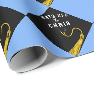 Papel De Presente Presente Azul Claro para Graduação Personalizada