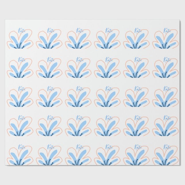 Papel De Presente Presente boho retrô adicionar nome flor pastel lar (Aberto)
