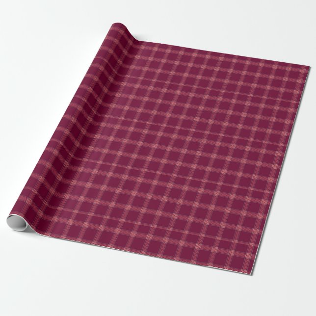 Papel De Presente Presente Clássico de Xadrez de Tartan Burgundy (Desenrolado)