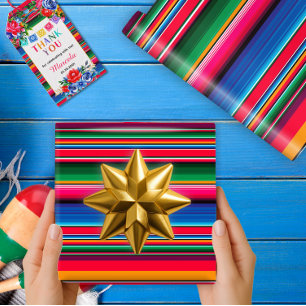 Papel De Presente Presente Colorido de Serape Mexicano