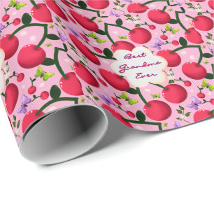 Papel De Presente Presente com padrão de cerejeira floral rosa brilh