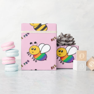 Papel De Presente Presente Cor-de-Rosa Doce Abelha Colorida Seja Voc