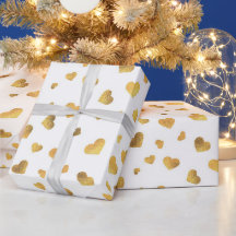 Presente Corações de Confete Dourado Festivo
