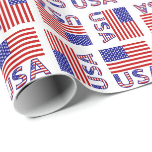 Papel De Presente Presente da Bandeira dos EUA e dos Estados Unidos 
