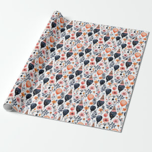 Papel De Presente Presente de aniversário   Balão Whimsical e Flor