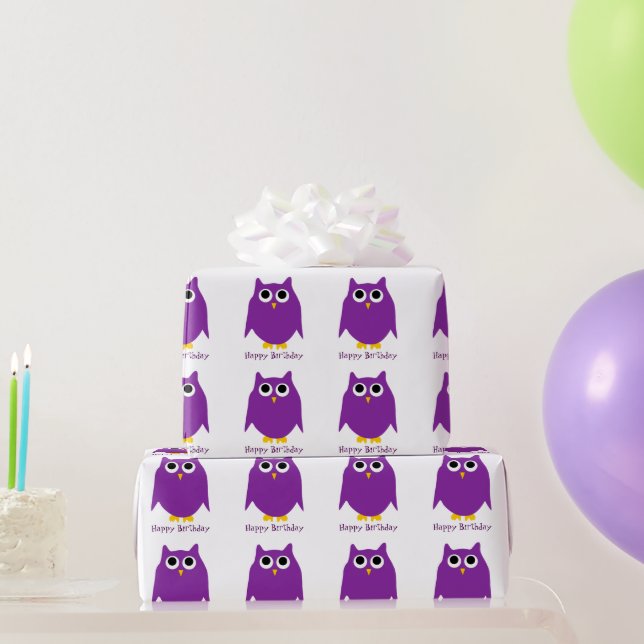 Papel De Presente Presente de Aniversário com Design de Coruja (Presentes para festas)