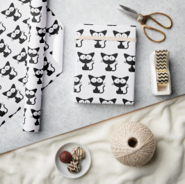 Papel De Presente Presente de aniversário com estampa de gato preto 
