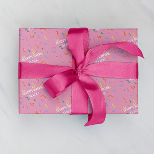 Papel De Presente Presente de Aniversário com Nome Personalizado em 