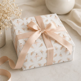 Papel De Presente Presente de Aniversário com Padrão Floral Bailarin
