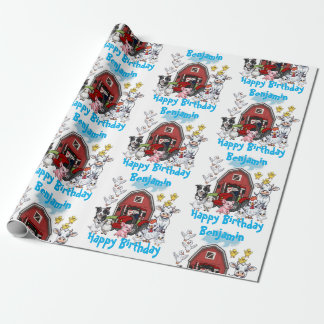 Papel De Presente Presente de Aniversário de Animais de Fazenda Fofo