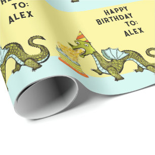 Papel De Presente Presente de Aniversário de Dragão Personalizado