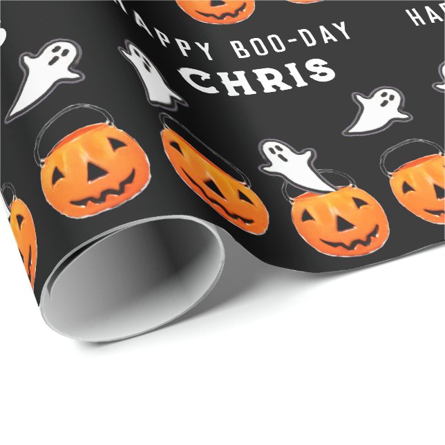 Papel De Presente Presente de aniversário de Halloween (Ponta do rolo)