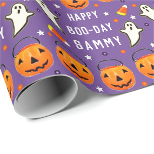 Papel De Presente Presente de Aniversário de Halloween em Outubro