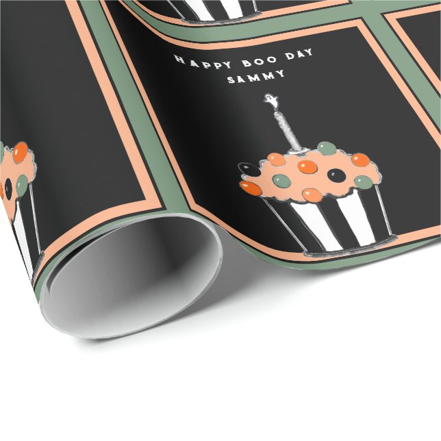 Papel De Presente Presente de aniversário de Halloween fofo (Ponta do rolo)