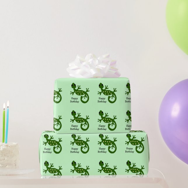 Papel De Presente Presente de Aniversário de Lagartixa Gecko Qualque (Presentes para festas)