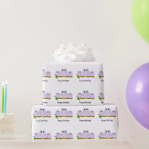 Papel De Presente Presente de Aniversário Design Coruja Lilás