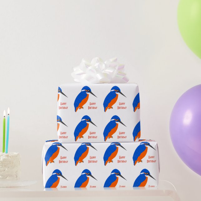 Papel De Presente Presente de Aniversário Design Kingfisher (Presentes para festas)