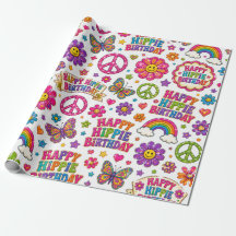 Presente de Aniversário Feliz Hippie Colorido Meni