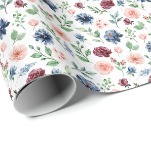 Papel De Presente Presente de Aniversário Floral em Aquarela Elegant