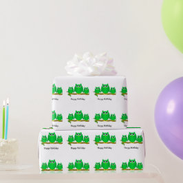 Papel De Presente Presente de Aniversário Green Owls Design