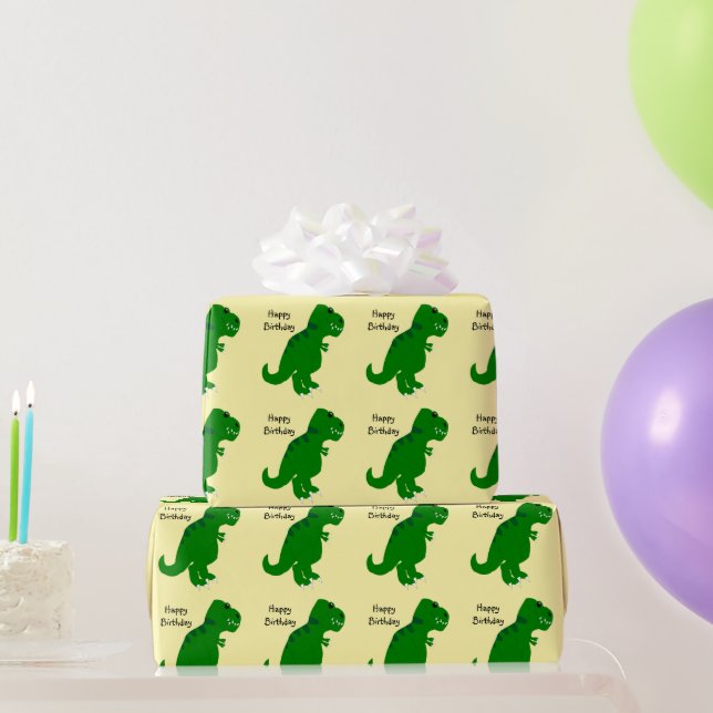 Papel De Presente Presente de Aniversário T-Rex Dinossauro Qualquer  (Presentes para festas)