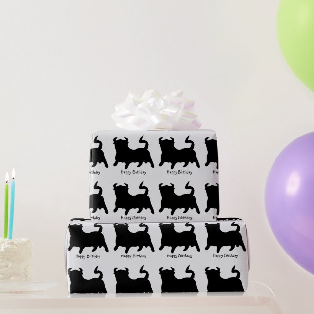 Papel De Presente Presente de Aniversário Touro Preto Qualquer Cor d (Presentes para festas)
