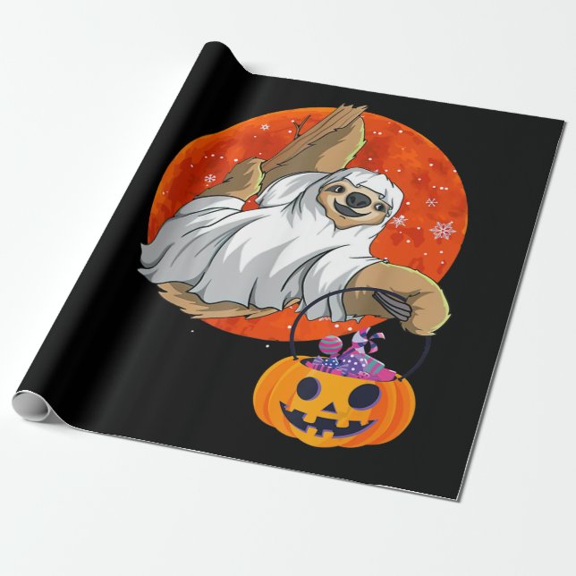 Papel De Presente Presente de aranha | Boo Halloween Com Abóbora (Desenrolado)