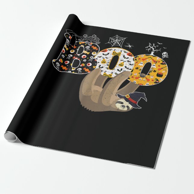 Papel De Presente Presente de aranha | Boo Halloween Com Chapéu De B (Desenrolado)