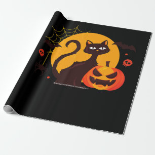 Papel De Presente Presente de aranha   Pumpkin Preto De Gato Hallowe