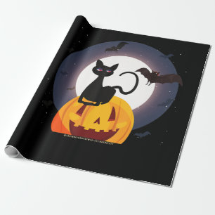 Papel De Presente Presente de aranha Pumpkin Preto De Gato Hallowe