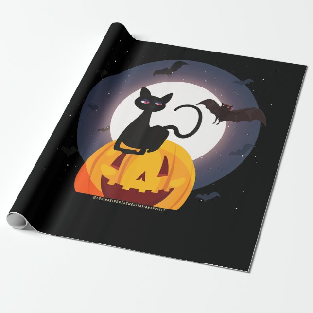 Papel De Presente Presente de aranha | Pumpkin Preto De Gato Hallowe (Desenrolado)