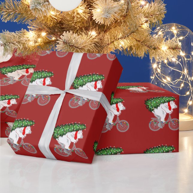 Papel De Presente Presente De Árvore De Natal De Carregando De Urso  (Feriados)