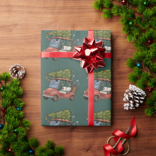 Papel De Presente Presente de árvore de Natal de carrinho de golfe p