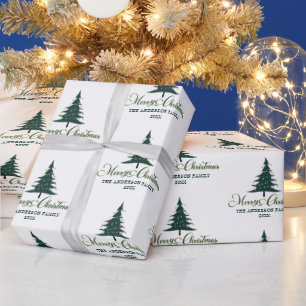 Papel De Presente Presente de árvore de pinheiro minimalista de Nata