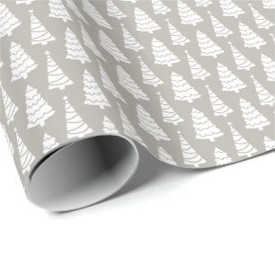 Papel De Presente Presente de Árvores de Natal Cinza Moderno Elegant