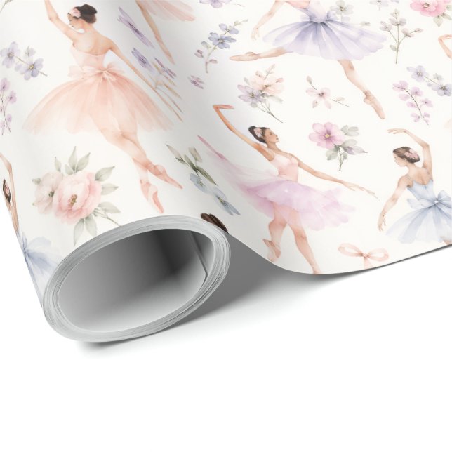 Papel De Presente Presente de Bailarina em Aquarela (Ponta do rolo)