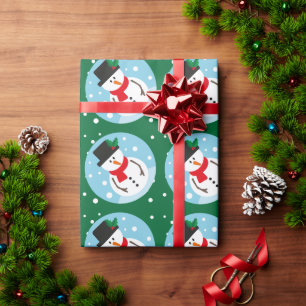 Papel De Presente Presente de Boneco de Neve Verde Fofo de Natal