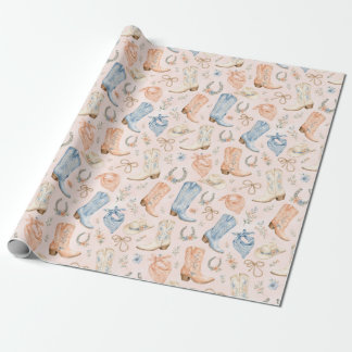 Papel De Presente Presente de Botas de Cowgirl Nashville Pastel Aqua