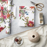 Papel De Presente Presente de Casamento Botânico Vermelho Floral Ele<br><div class="desc">Este bonito e elegante padrão de casamento floral de vassoura agradará seu casal especial com seu padrão chico e alegre. Este design apresenta um fundo branco com flores vermelhas com elementos botânicos.</div>