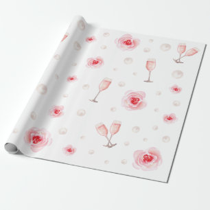 Papel De Presente Presente de Casamento de Pérolas Rosa e Chá de pan