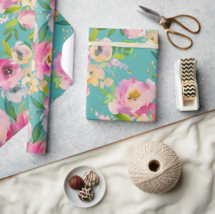 Papel De Presente Presente de Chá de fraldas Floral Rosa Bonito Russ