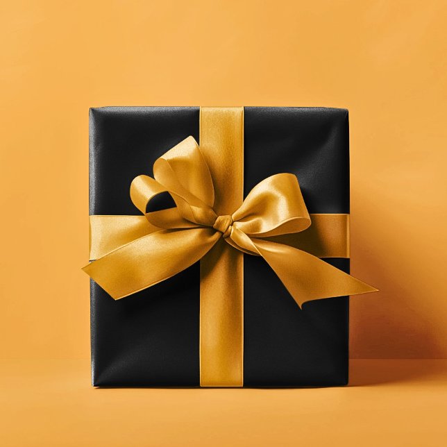 Papel De Presente Presente de Chá de Noiva Cor Preta Sólida (solid black color gift wrapping paper rolls)