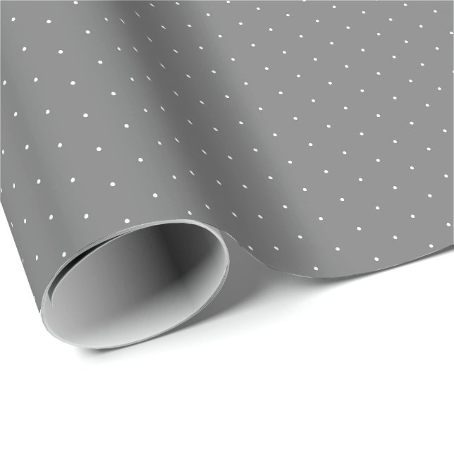 Papel De Presente Presente de cinza escura branca e minúscula bolinh (Ponta do rolo)