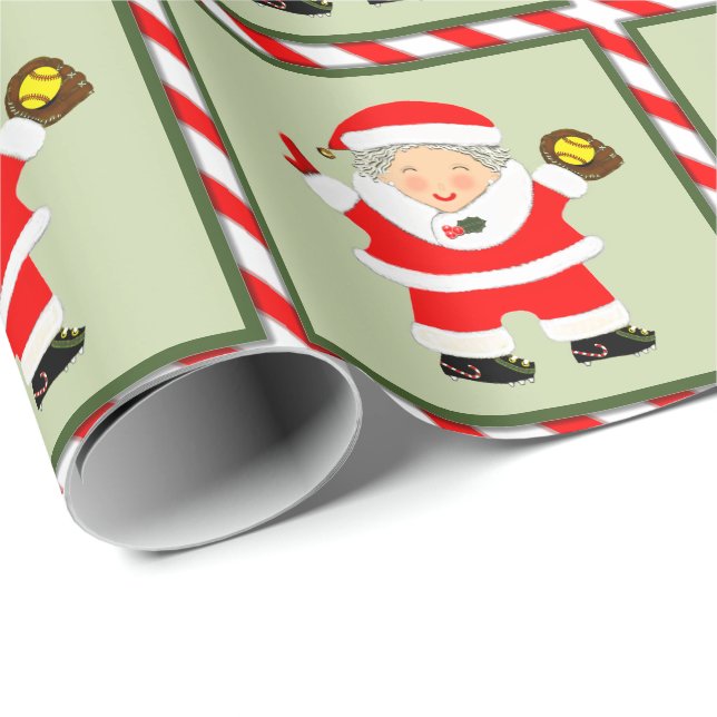 Papel De Presente Presente de Feriado de Softbol para Meninas (Ponta do rolo)