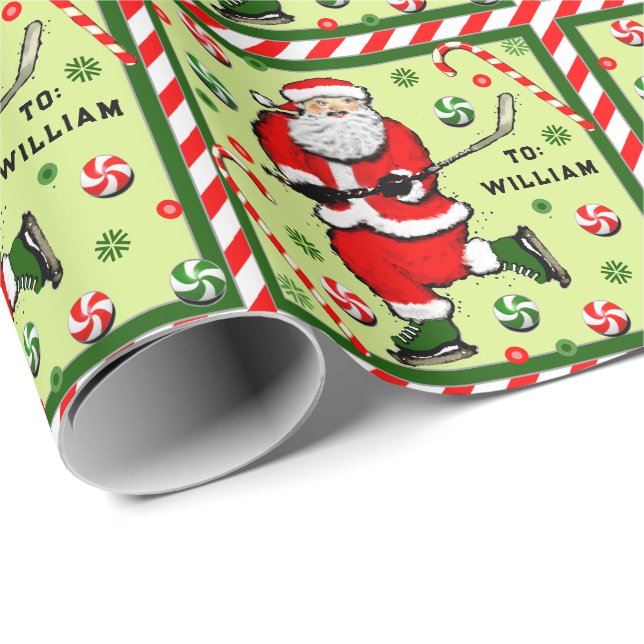 Papel De Presente Presente de Férias de Hóquei no Gelo (Ponta do rolo)