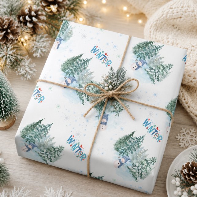 Papel De Presente Presente de Férias de Inverno Aconchegante  (Criador carregado)