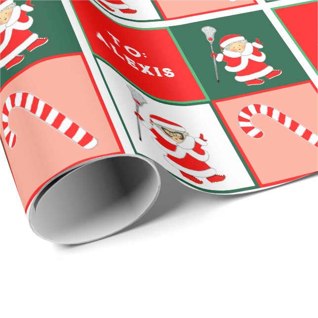 Papel De Presente Presente de Férias de Lacrosse para Meninas (Ponta do rolo)