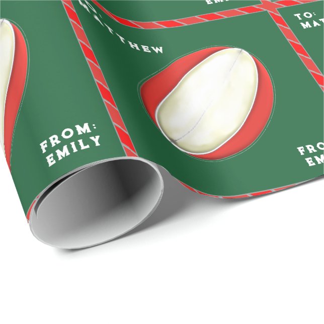 Papel De Presente Presente de Férias de Rugby Personalizado (Ponta do rolo)