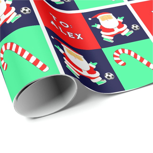 Papel De Presente Presente de Férias do Papai Noel de Futebol (Ponta do rolo)